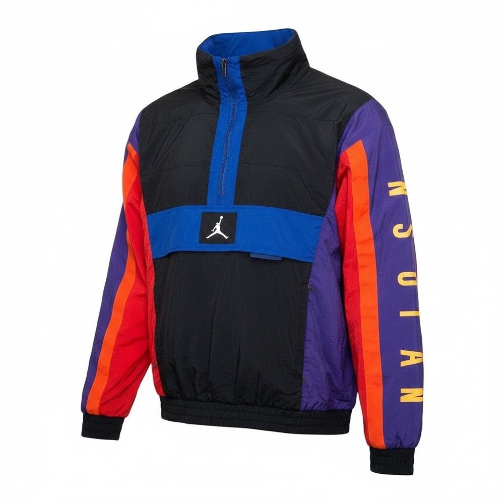Jordan Jacket Mens Medium Multi Jumpman Windbreaker Half Zip Colorblock Pullover